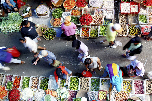 Vibrant and energetic Indonesian markets.