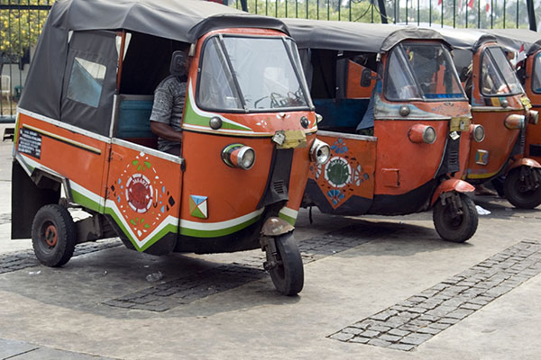Iconic Indonesian rickshaw passenger carts.