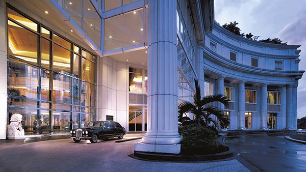 The Ritz Carlton hotel lobby exterior.