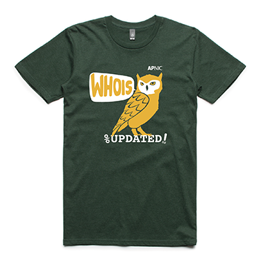 The APNIC 'Whois updated!' t-shirt